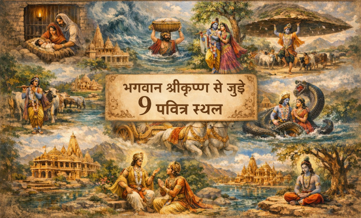 भगवान श्रीकृष्ण से जुड़े 9 पवित्र स्थल: जन्म, प्रेम, कर्तव्य और वैराग्य की दिव्य यात्रा